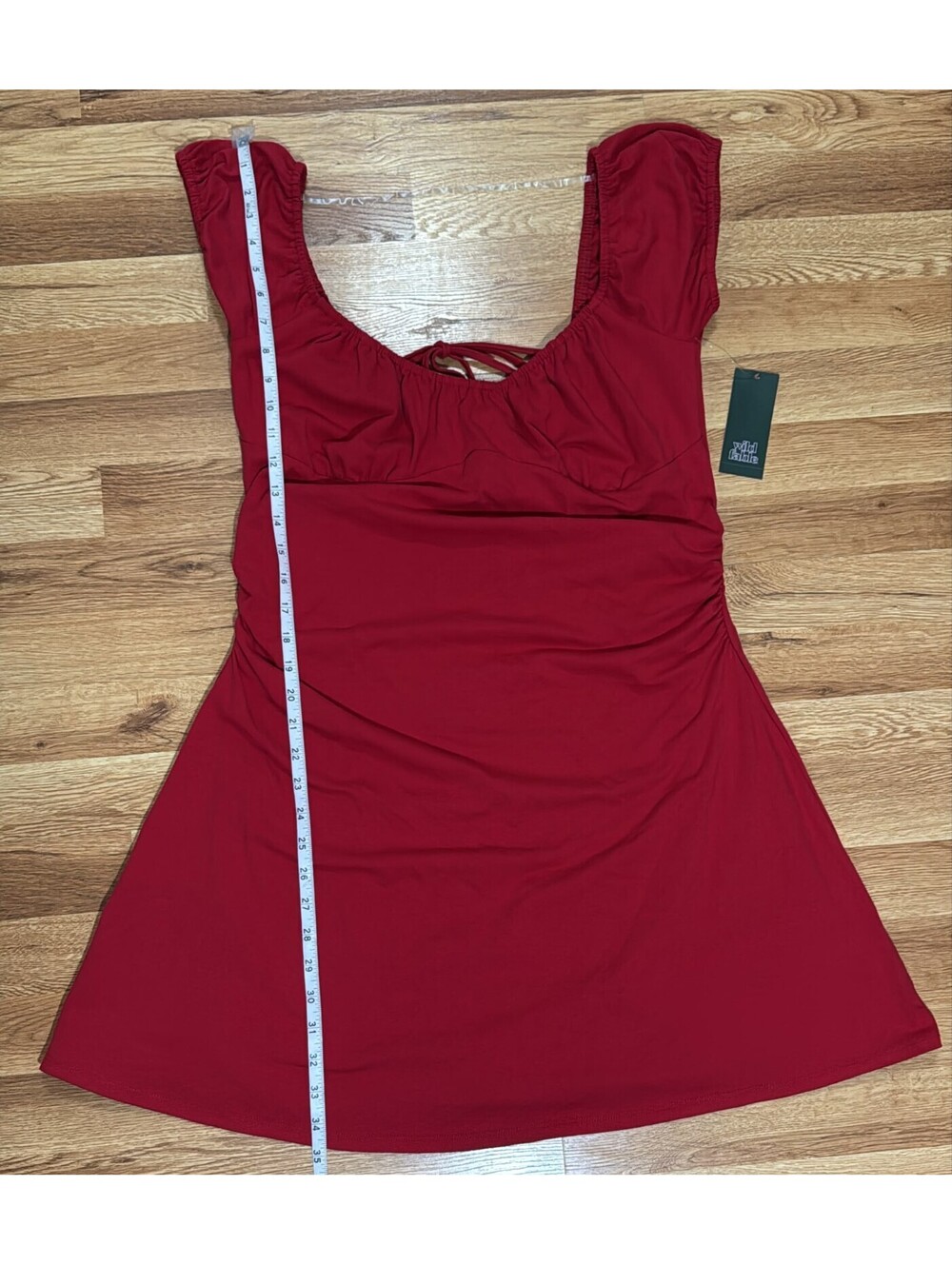 Wild Fable Ruched Mini Dress – Red Sleeveless Stretch Size XL